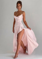 Isabeau - Elegant Draped Satin Muse Gown