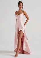 Isabeau - Elegant Draped Satin Muse Gown