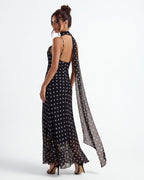 Linnea - Polka Maxi Dress with Scarf Detail