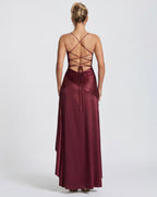 Isabeau - Elegant Draped Satin Muse Gown