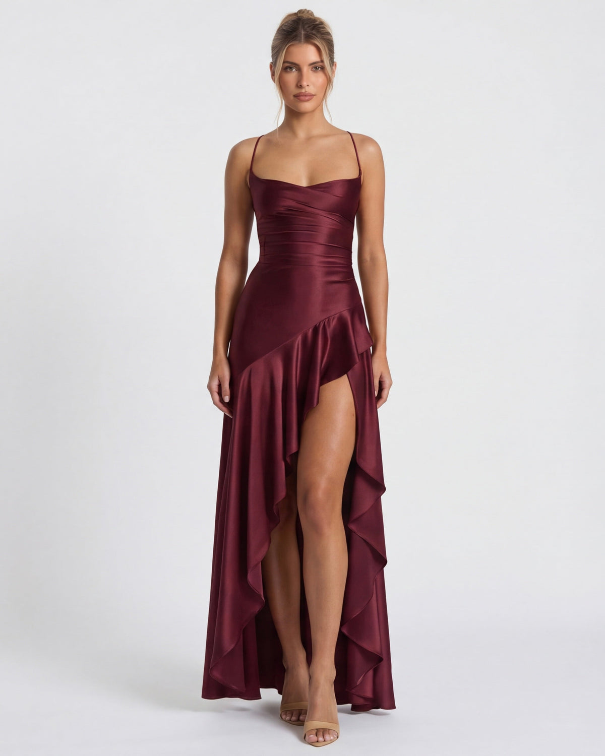 Isabeau - Elegant Draped Satin Muse Gown