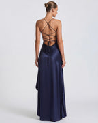 Isabeau - Elegant Draped Satin Muse Gown