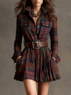 Madeleine – Elegant Short Plaid Dress