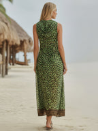 Romilly - Retro Green Leopard Hooded Dress