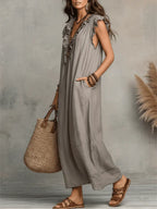 Corin - Flowy Linen Boho Maxi Dress