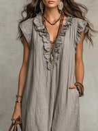 Corin - Flowy Linen Boho Maxi Dress
