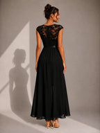 Asha - Lace Maxi Dress with Ruffle Slit