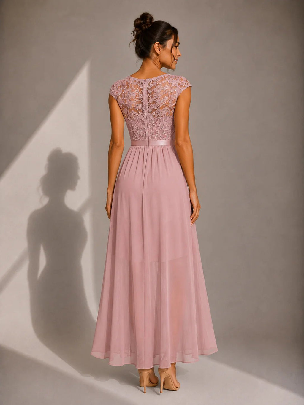 Asha - Lace Maxi Dress with Ruffle Slit