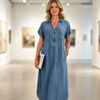 Saskia – Denim Shirt Dress with Zip