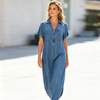 Saskia – Denim Shirt Dress with Zip